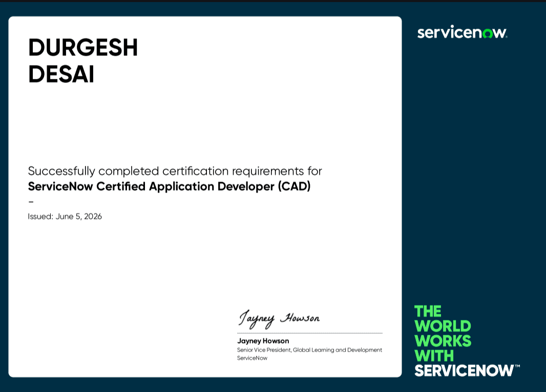 ServiceNow Certified Application Developer (CAD)